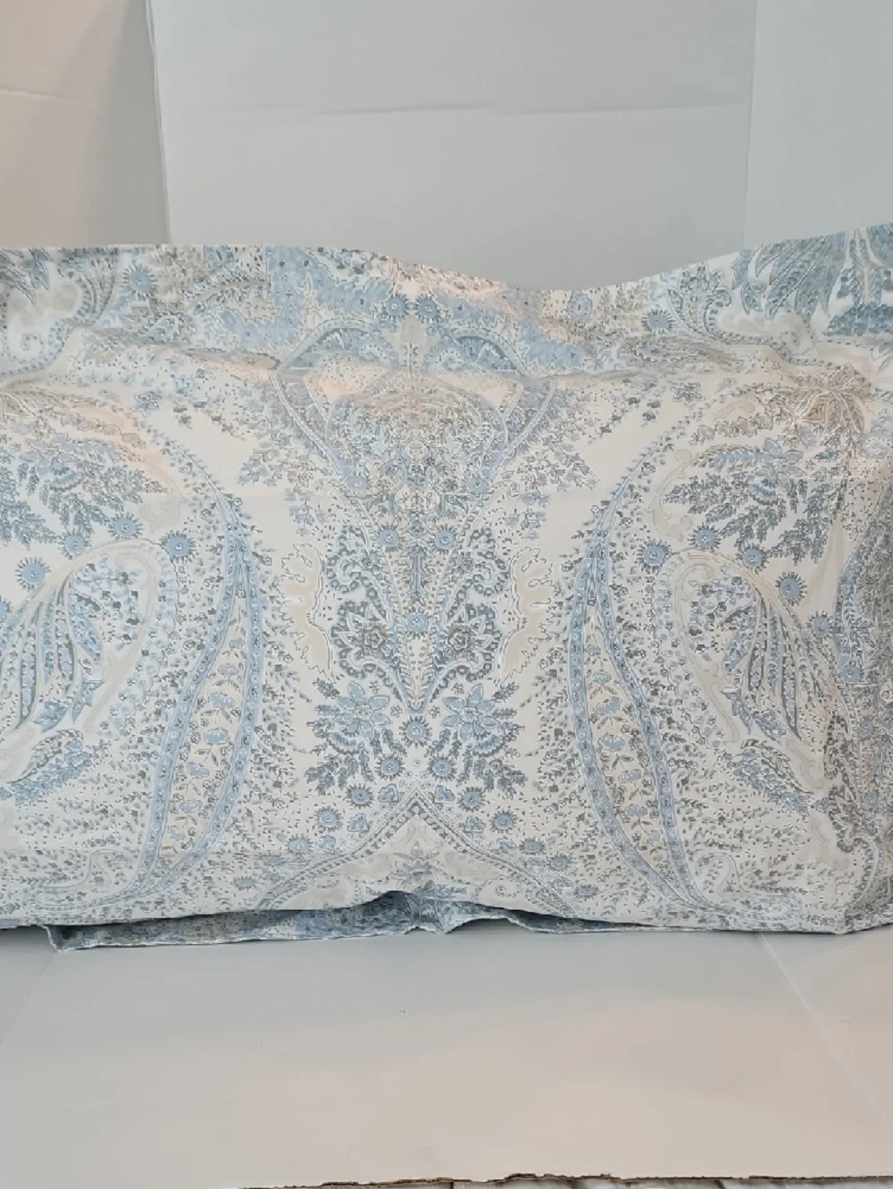 Pinzon Light Blue Cream Paisley Cotton King Duvet Pillow Sham Set